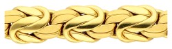 14K Geelgouden armband met gladde en matte fantasieschakels.