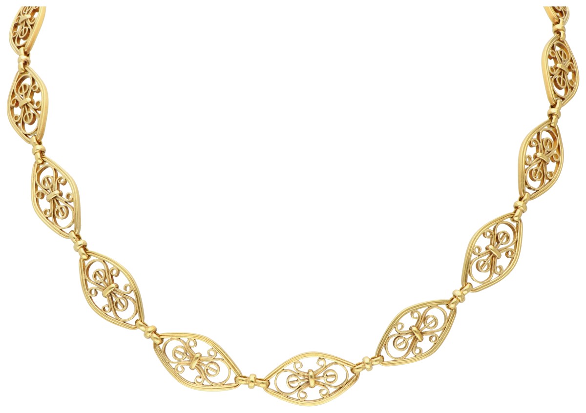 14K Geelgouden filligrain collier.