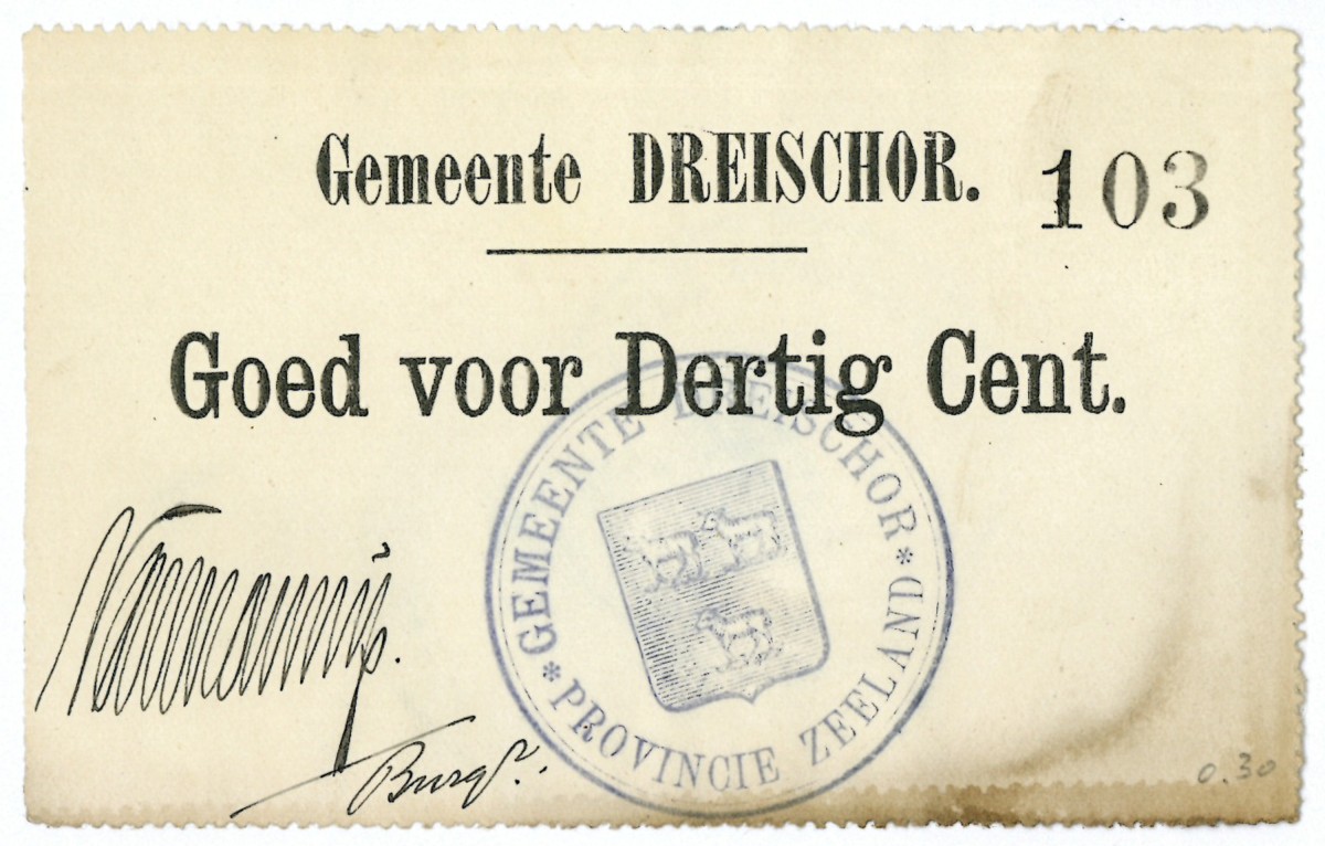 Nederland. 30 cent. Waardebon. Type 1914. Type Dreischor. - Zeer Fraai / Prachtig.