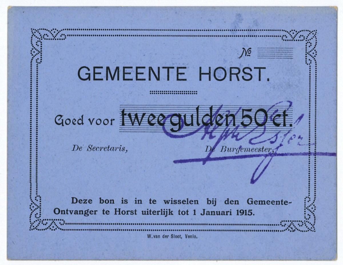 Nederland. 2½ gulden. Waardebon. Type 1914. Type Horst. - UNC.