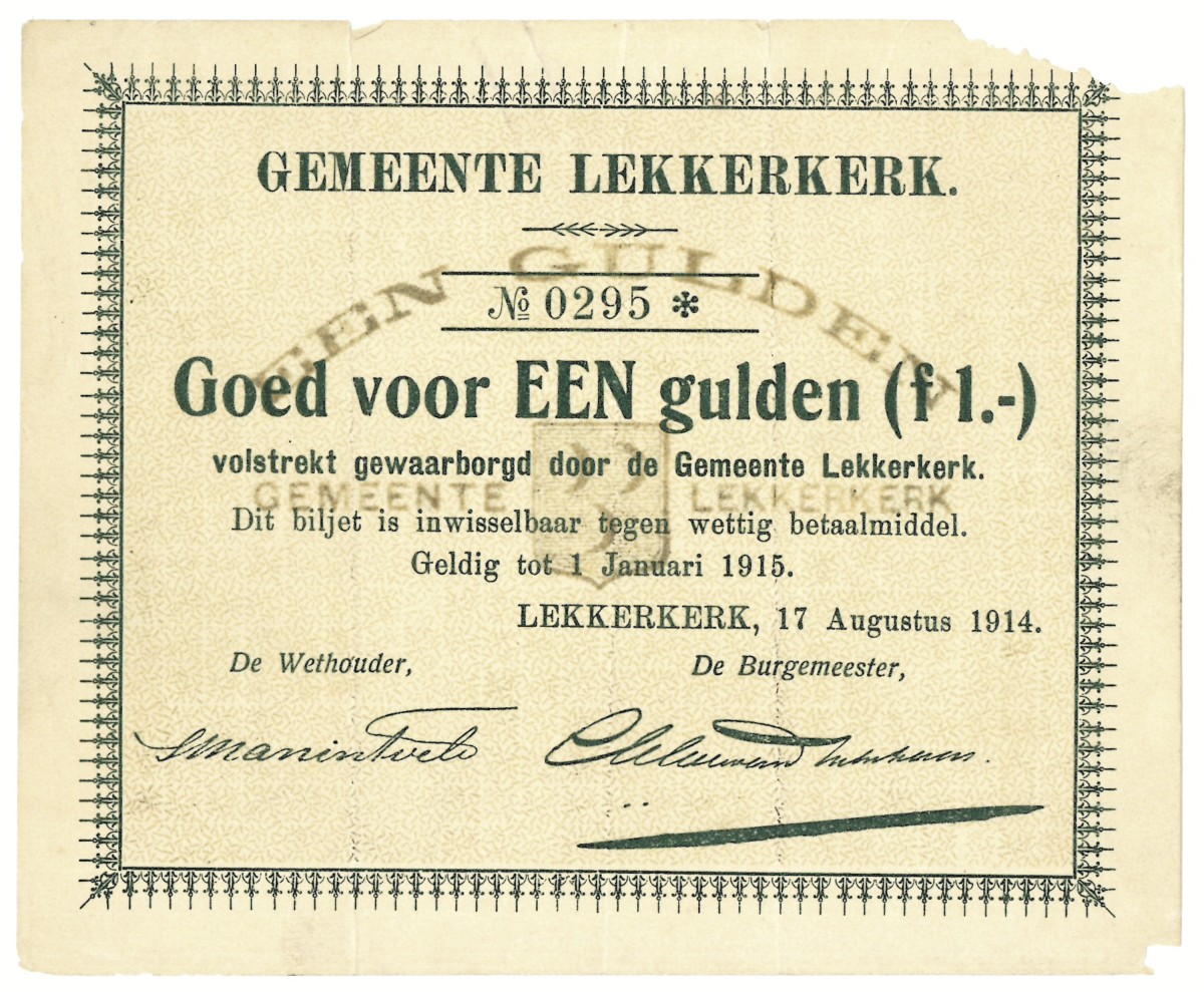 Nederland. 1 gulden. Waardebon. Type 1914. Type Lekkerkerk. - Fraai -.