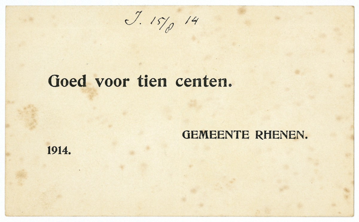 Nederland. 10 cent. Waardebon. Type 1914. Type Rhenen. - Zeer Fraai.