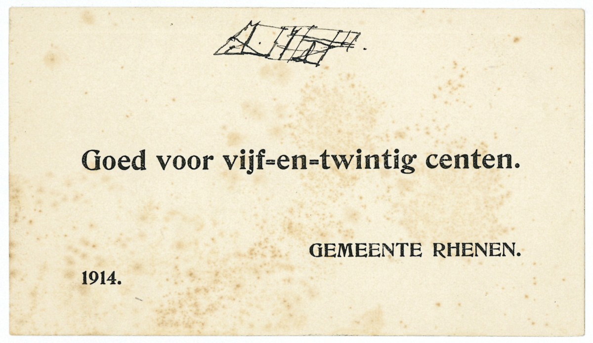 Nederland. 25 cent. Waardebon. Type 1914. Type Rhenen. - Zeer Fraai.