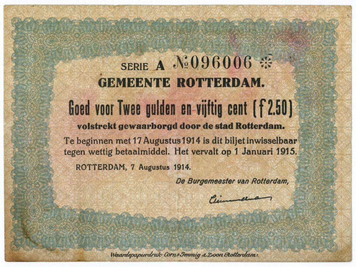 Nederland. 2½ gulden. Waardebon. Type 1914. Type Rotterdam. - Fraai +.