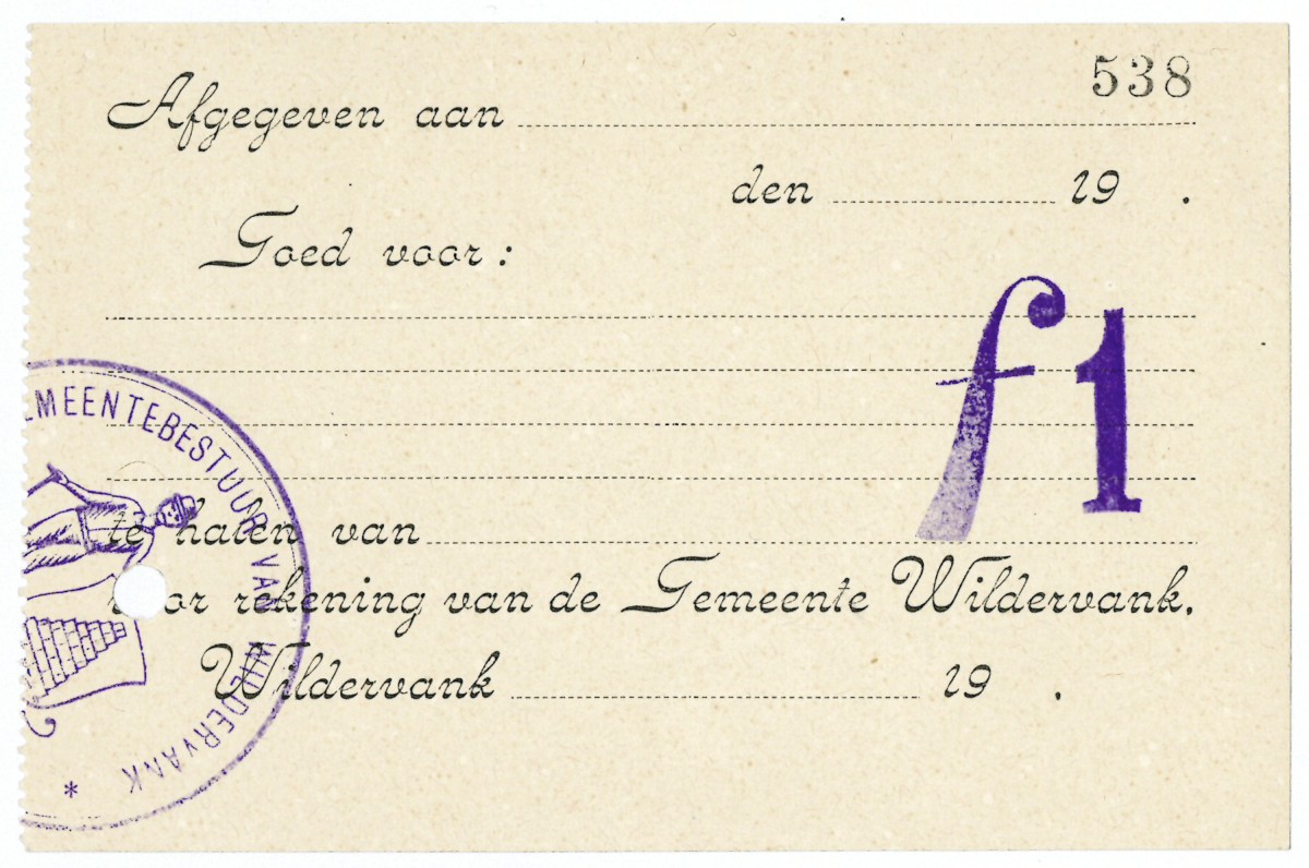 Nederland. 1 gulden. Waardebon. Type 1914. Type Wildervank. - Prachtig.