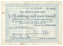 Nederland. 1 gulden. Waardebon. Type 1940. Type Friesland. - Zeer Fraai.