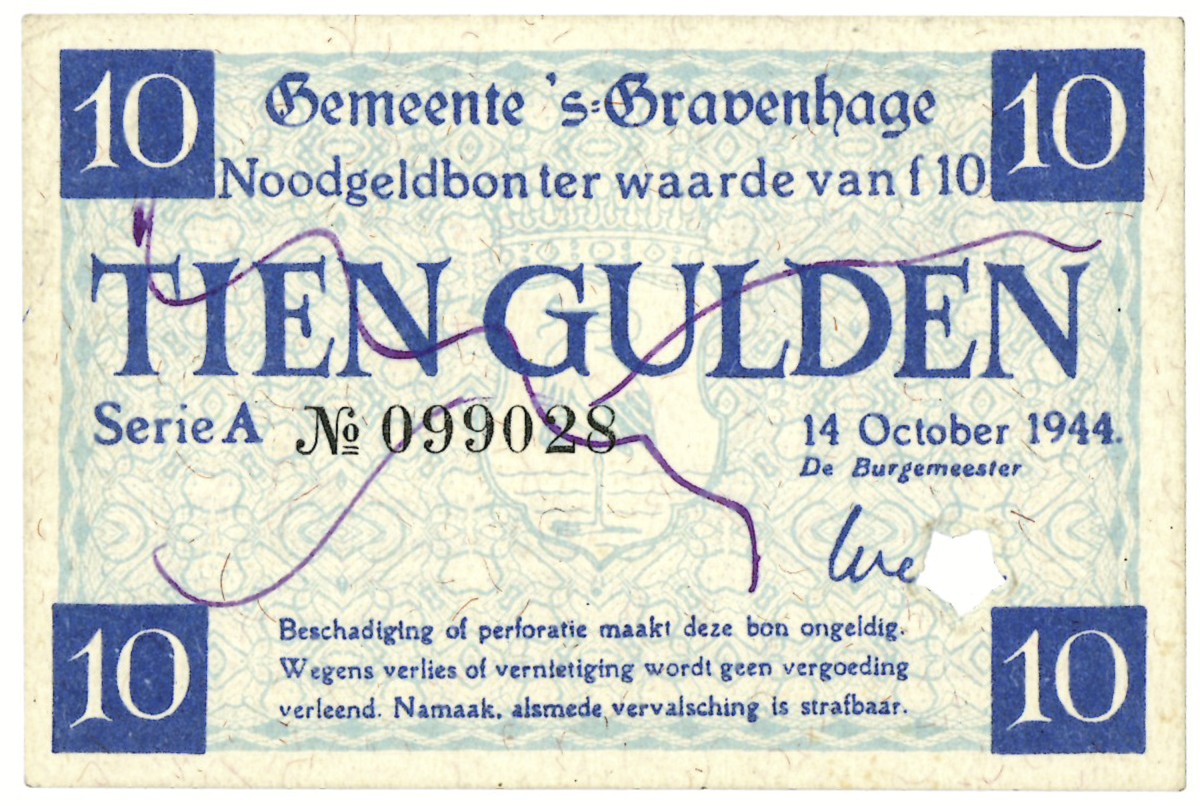 Nederland. 10 gulden. Waardebon. Type 1940. Type s 'Gravenhage. - UNC.