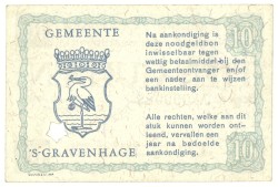 Nederland. 10 gulden. Waardebon. Type 1940. Type s 'Gravenhage. - UNC.