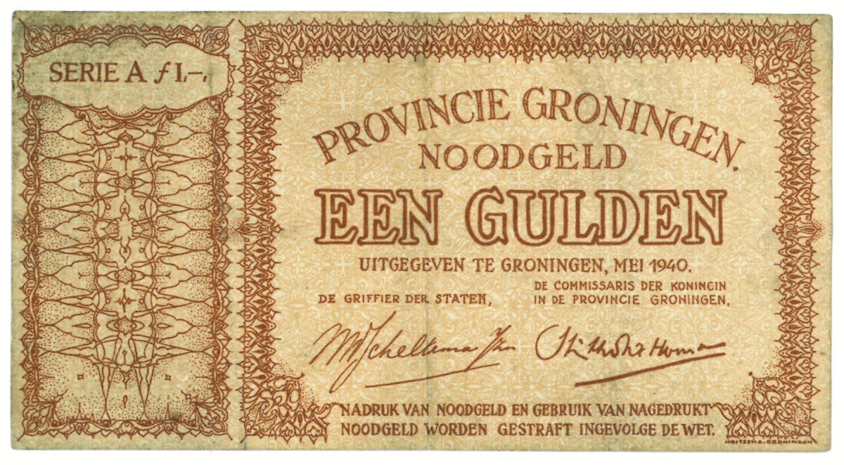 Nederland. 1 gulden. Waardebon. Type 1940. Type Groningen. - Fraai / Zeer Fraai.