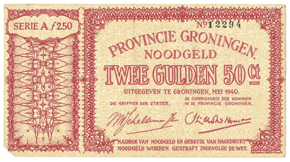 Nederland. 2½ gulden. Waardebon. Type 1940. Type Groningen. - Fraai / Zeer Fraai.