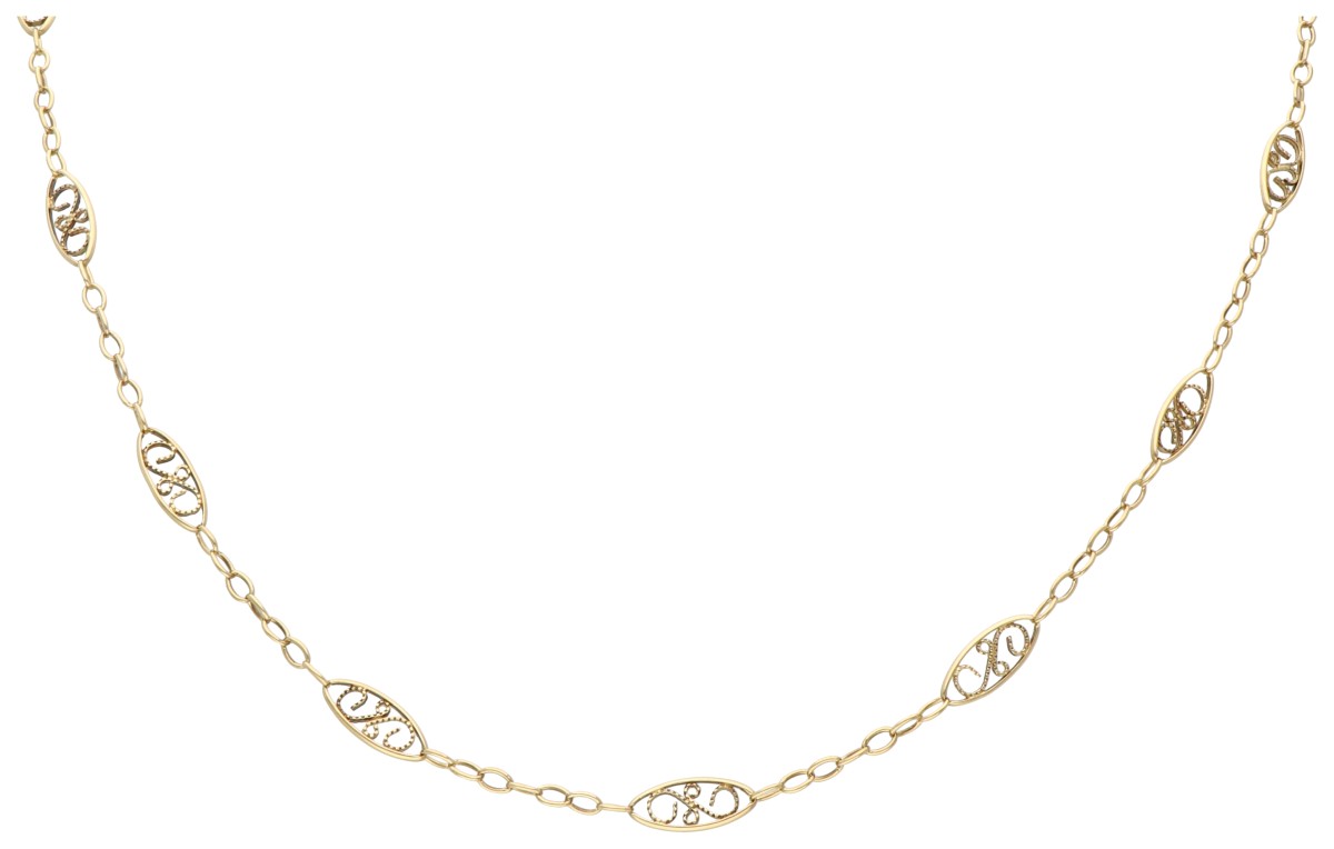 18K Geelgouden filigrain collier.