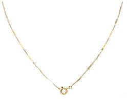 Tsjechische 14K geelgouden hanger aan figaro collier met diamant.
