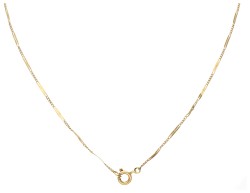 Tsjechische 14K geelgouden hanger aan figaro collier met diamant.