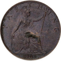 Great Britain. Edward VII. Farthing - Blackened at mint. 1903.