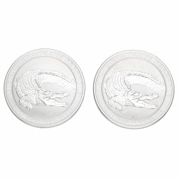 Australia . Lot (2) 1 Dollar. 1 Oz. 'Saltwater Crocodile' 2014