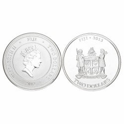 Fiji. Lot (2) 2 Dollar. 1 Oz. 'Turtle'. 2012/2013.