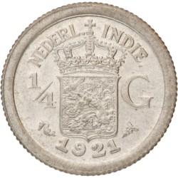 ¼ Gulden. Nederlands-Indië. Wilhelmina. 1921. MS 66.