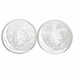 Fiji. Lot (2) 2 Dollar. 1 Oz. 'Turtle'. 2012/2013.