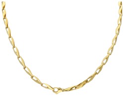 14K Geelgouden collier van driehoekige fantasieschakels.