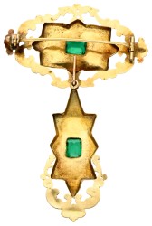 Antieke gouden Louis-Philippe 'devant de corsage' met groen glas.