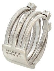 Marco Bicego 18K witgouden crossover ring bezet met ca. 0.31 ct. diamant.