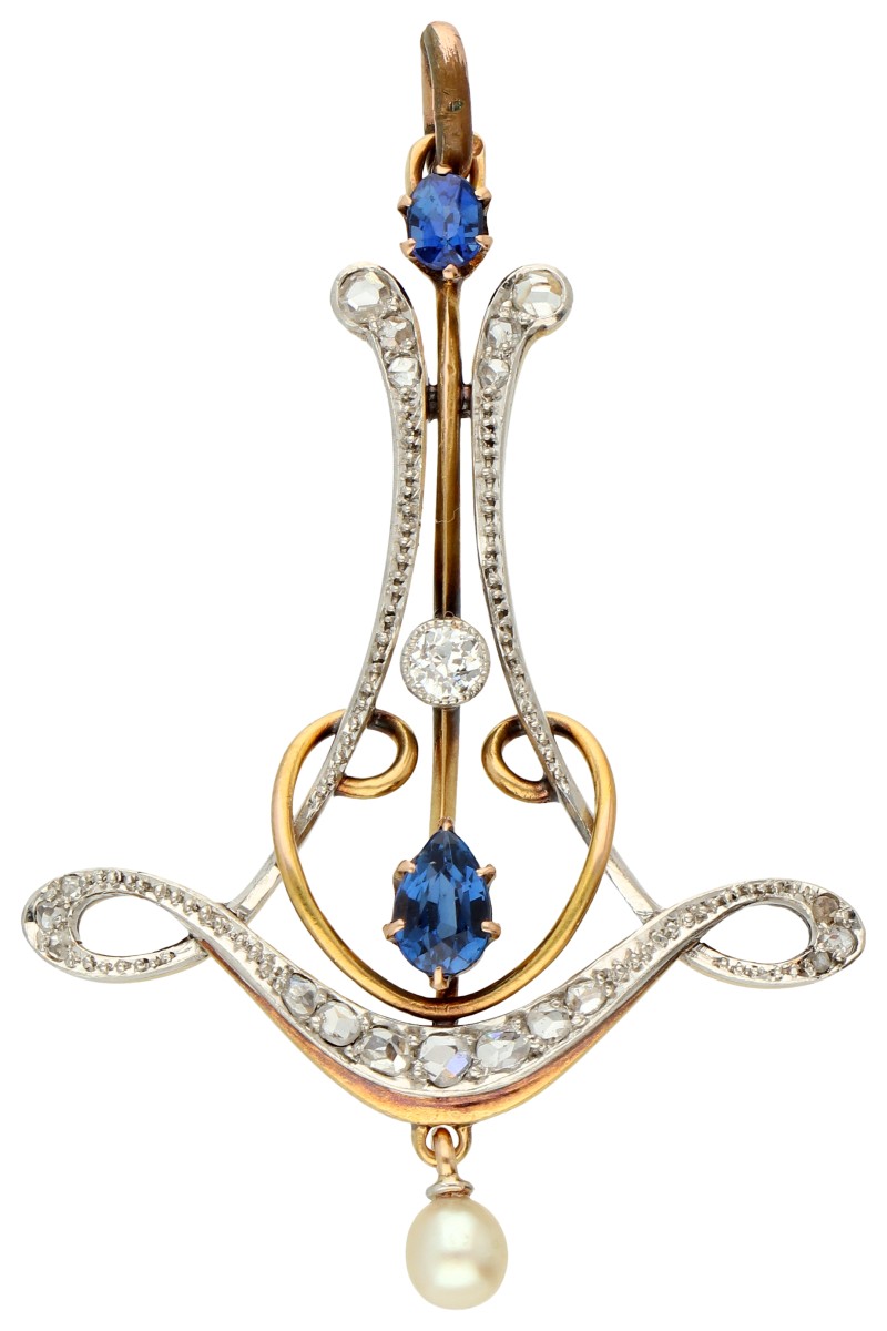 14K Geelgouden Art Nouveau hanger.