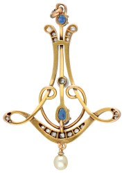 14K Geelgouden Art Nouveau hanger.