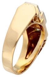 14K Geelgouden retro ring met diamanten.