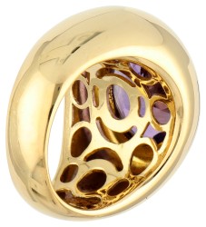 18K Geelgouden boulle ring bezet met ca. 8.34 ct. amethist, jaren 1960.