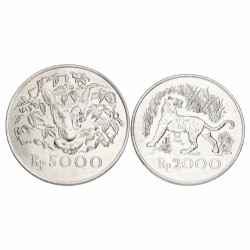 Indonesia. Lot (2) 2000 and 5000 Rupiah. 1986.