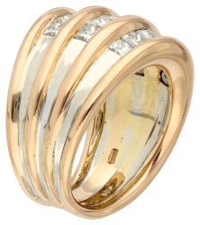 18K Geelgouden demi-alliance ring bezet met ca. 2.50 ct. princess geslepen diamant.