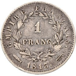 1 Franc. Napoleon. 1813. VF 25.
