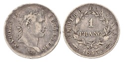1 Franc. Napoleon. 1813. VF 25.