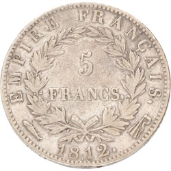 5 Francs. Napoleon. 1812. VF 25.