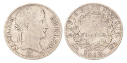 5 Francs. Napoleon. 1812. VF 25.