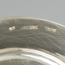 6-delige set shotglazen met onderschotel, Zee Sung, Shanghai ca. 1930-40, zilver.