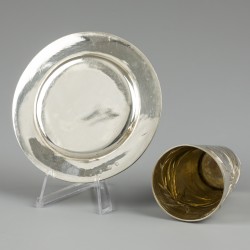 6-delige set shotglazen met onderschotel, Zee Sung, Shanghai ca. 1930-40, zilver.