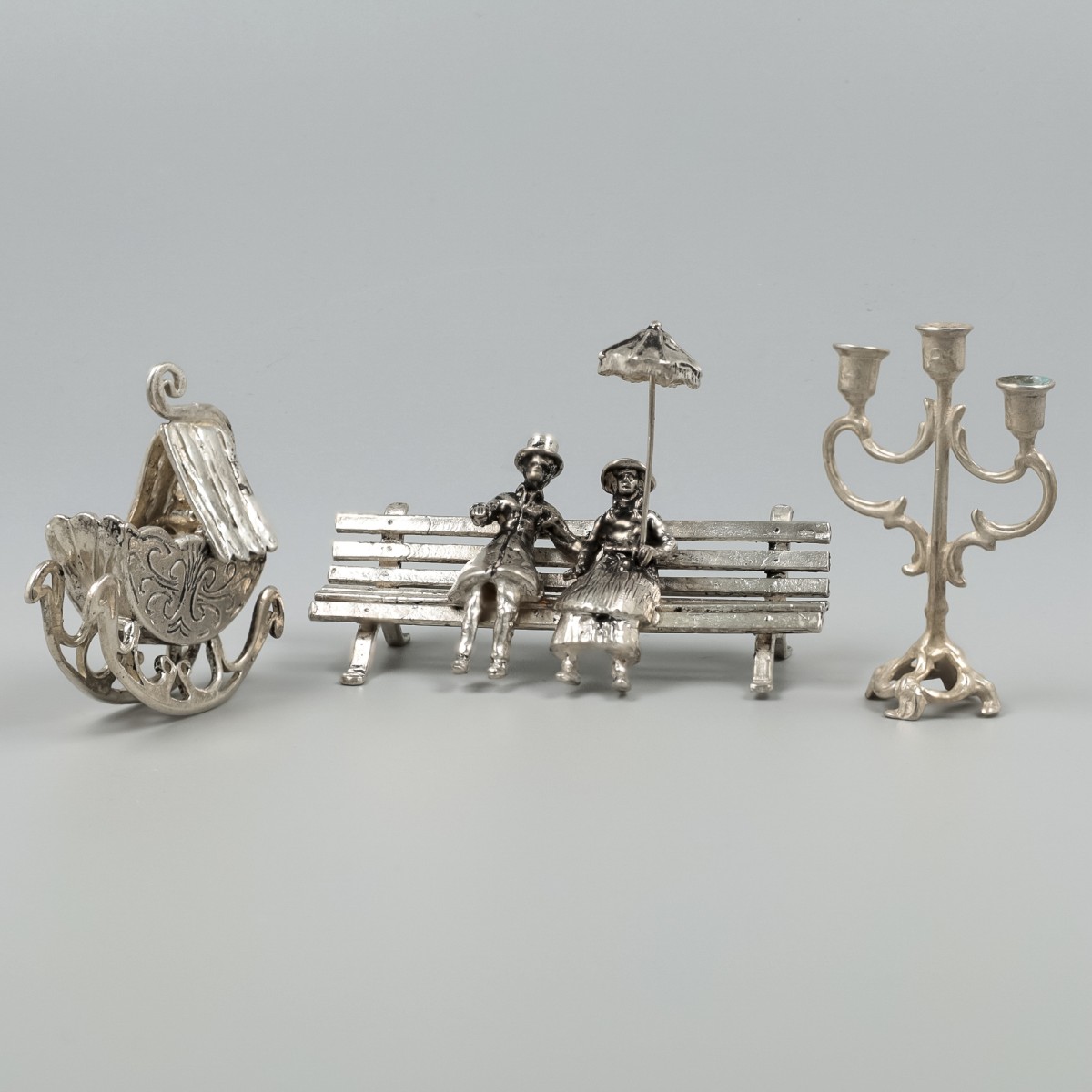 No reserve - 3-delig lot miniaturen zilver.