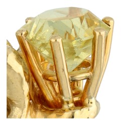 18K Geelgouden naturalistische ring met gele steen.