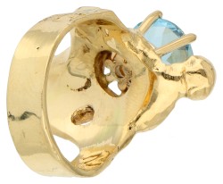 18K Geelgouden naturalistische ring met blauwe topaas.