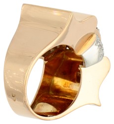 Franse 18K gouden / platina tank ring bezet met ca. 0.49 ct. diamant.