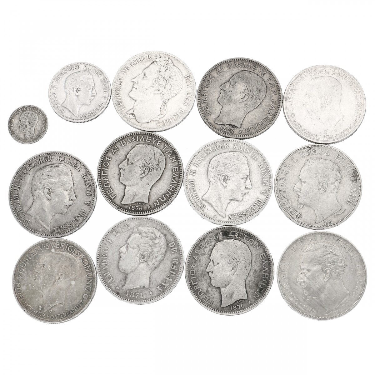 Europe. Lot (13) Silver coins. 19th / 20th century.