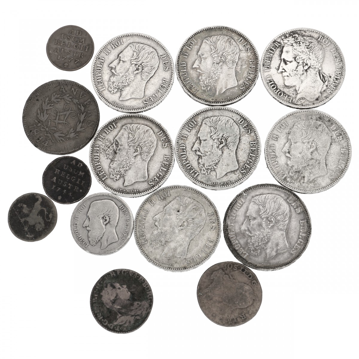 Belgium. Lot (15) Silver and bronze coins. 18th / 19th century.