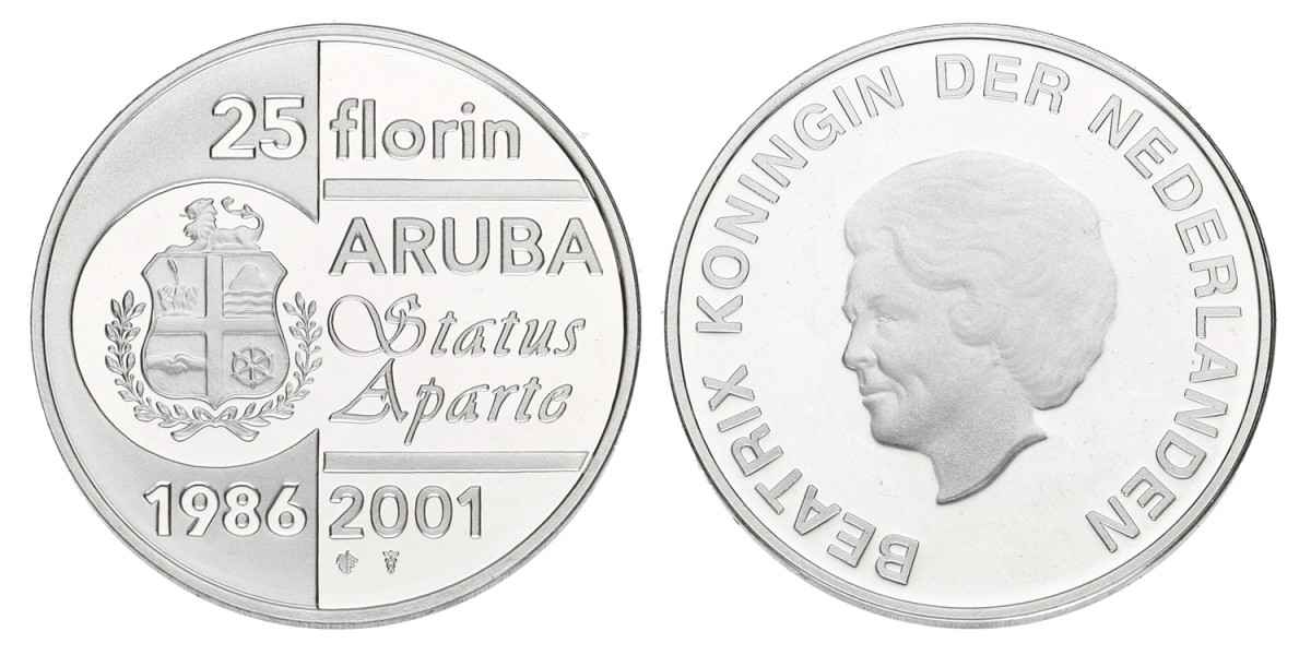 Aruba. Beatrix. 25 Florin 'Autonomy'. 2001.