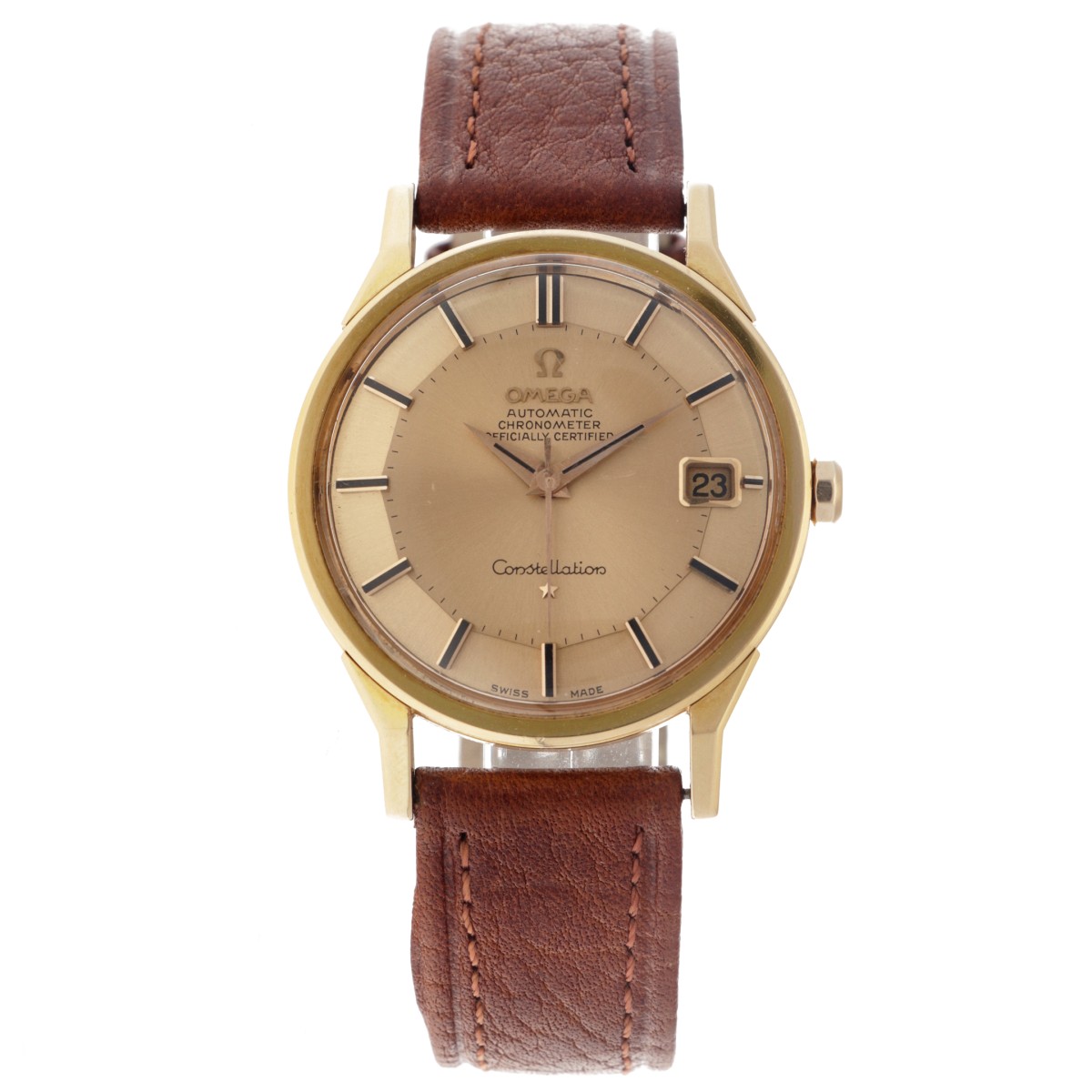 No Reserve - Omega Constellation 18K. - Pie Pan en Dog Leg Lugs 168.005 - Heren polshorloge - 1969-1970.