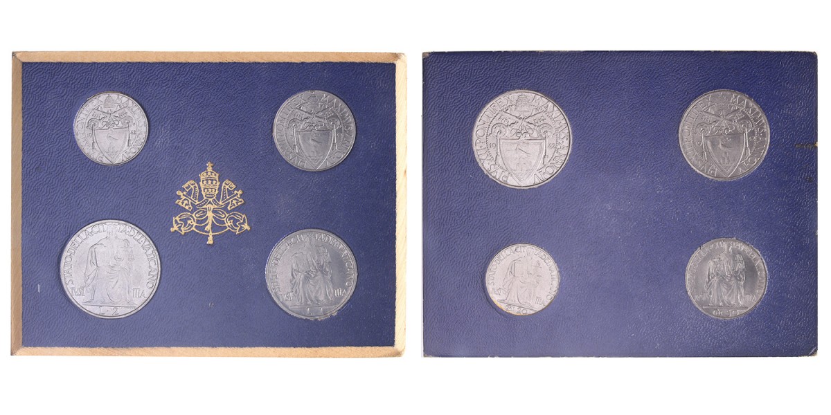 Vatican City. Coinset (4) 20 Centesimo - 2 Lire. 1942.