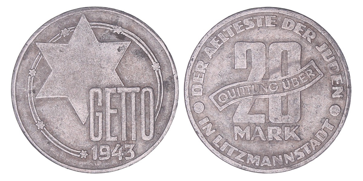 Poland. Litzmannstadt (Lodz). Jewish ghetto. 20 Mark. 1943.