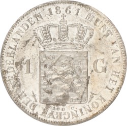 1 Gulden. Willem III. 1861. UNC -.
