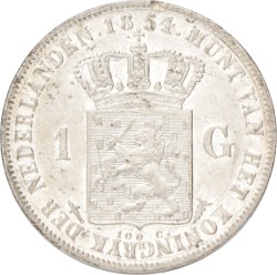 1 Gulden. Willem III. 1854. Prachtig.