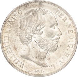 1 Gulden. Willem III. 1863. UNC -.